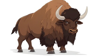 Bison cartoon on white background