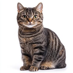 Fototapeta premium Isolated Cat on White Background, Minimalist, Pet, Animal Portrait, Clean, Simple, Feline