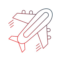 airplane gradient outline icon with white background vector stock illustration