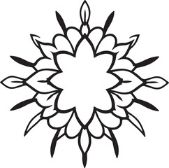 Fototapeta premium Logo design a black and white flower frame, geometric, clean lines, on a white background. The design emphasizes balance, symmetry, and visual clarity, achieving a classic and elegant feel