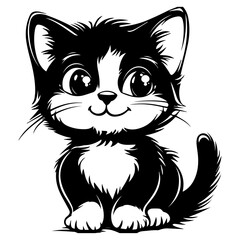 Charming Cat Portrait Vector on a White Background
