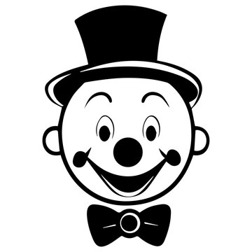 recommend clip art: Funny Clown with Bowler Hat Vector on a White Background