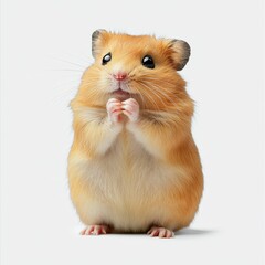 Close-Up of a Hamster Isolated on White Background, Cute, Furry, Pet, Small Animal, Minimalist Design