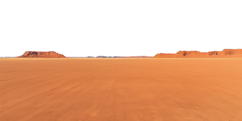 PNG cut out isolated background. A vast desert plain stretches endlessly, with distant mesas breaking the horizon.