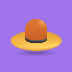 3D REALISTIC BEACH HAT COMPASS ICON ILLUSTRATION