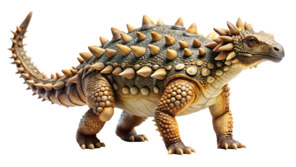 Realistic Armored Ankylosaurus Dinosaur Illustration isolated on white background as transparent. PNG.AI GENERATED