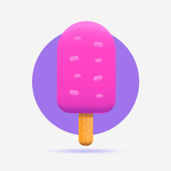 3D REALISTIC ICE CREAM ICON ILLUSTRATION