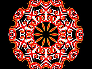red caleidoscope classic gradient flower art pattern of traditional tenun batik ethnic dayak ornament for wallpaper ads background sticker or clothing	