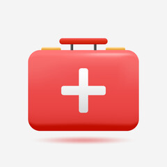 3D REALISTIC MEDICAL SUITCASE ICON ILLUSTRATION