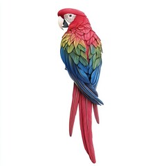 Fototapeta premium Vibrant Parrot Isolated on White Background, Colorful Feathers, Exotic Bird, Nature, Wildlife, Feathered Beauty