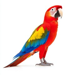 Fototapeta premium Vibrant Parrot Isolated on White Background, Colorful Feathers, Exotic Bird, Nature, Wildlife, Feathered Beauty