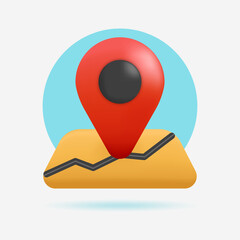 3D REALISTIC POINT MAP  ICON ILLUSTRATION