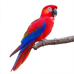 Obraz premium Vibrant Parrot Isolated on White Background, Colorful Feathers, Exotic Bird, Nature, Wildlife, Feathered Beauty