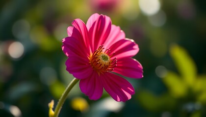 Obraz premium Vibrant Pink Dahlia in Soft Sunlight