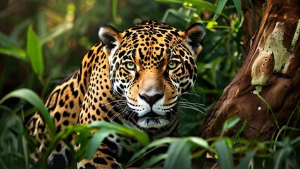 Majestic Jaguar in Natural Habitat for World Jaguar Day: Wild and Powerful Big Cat in a Lush Jungle Setting