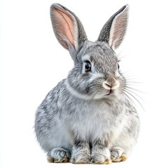 Fototapeta premium Isolated Rabbit on White Background, Minimalist Composition, Animal Portrait, Clean Cutout, Wildlife Illustration