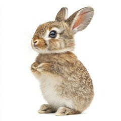 Isolated Rabbit on White Background, Minimalist Composition, Animal Portrait, Clean Cutout, Wildlife Illustration