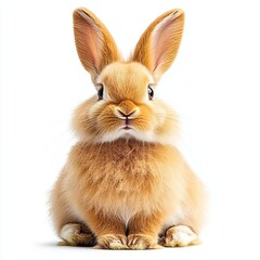 Obraz premium Isolated Rabbit on White Background, Minimalist Composition, Animal Portrait, Clean Cutout, Wildlife Illustration