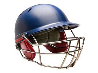 Fototapeta premium Blue Cricket Helmet with Protective Grill isolated on white background as transparent. PNG.AI GENERATED