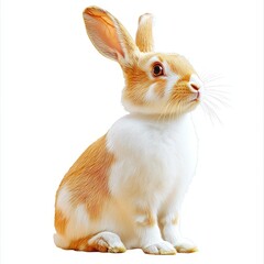 Obraz premium Isolated Rabbit on White Background, Minimalist Composition, Animal Portrait, Clean Cutout, Wildlife Illustration