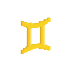 isometric pixel Zodiac Symbol icon  sign for 8 bit Gemini game logo