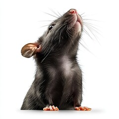 Fototapeta premium Isolated Rat on White Background, Minimalist Design, Animal Study, Wildlife Concept, Clean Cut-Out