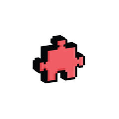 Obraz premium isometric pixel Puzzle icon. Vector pixel art 8 bit for game company logo template
