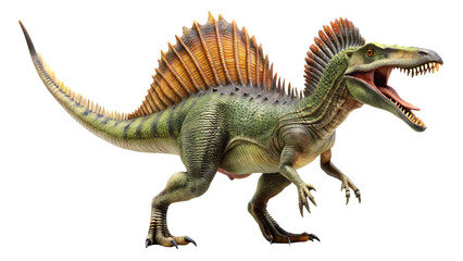 Fototapeta premium Spinosaurus Dinosaur Roaring isolated on white background as transparent. PNG.AI GENERATED