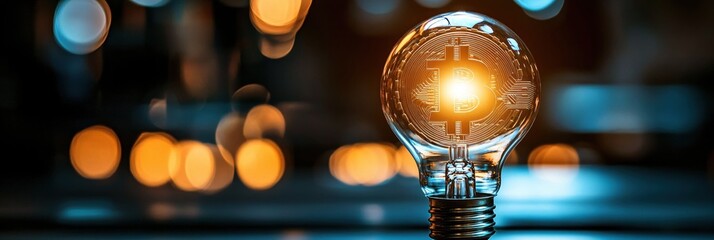 Bitcoin Idea Illumination Crypto Currency Light Bulb Concept