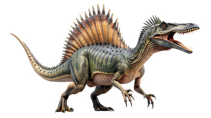 Obraz premium Spinosaurus Dinosaur Roaring isolated on white background as transparent. PNG.AI GENERATED