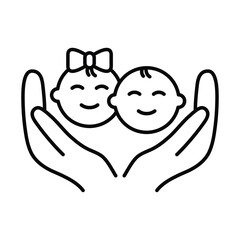 baby icon.  baby care icon. hand hold infant icon vector