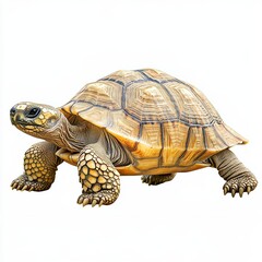 Obraz premium Isolated Tortoise on White Background, Wildlife, Nature Study, Reptile Anatomy, Minimalist Design