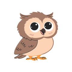 Cute cartoon owl. Vector illustration isolated on a white background.