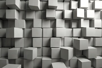 Random shifted white cube boxes block background wallpaper banner with copy space Generative AI