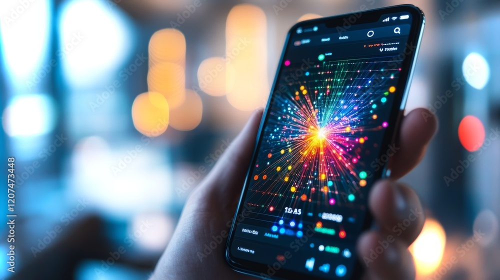 Poster defi app empowers beginners with interactive interface showcasing vibrant data visualization