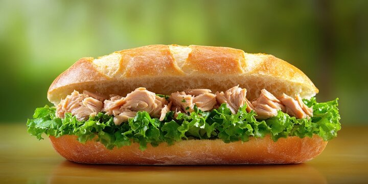 Delicious Tuna Lettuce Sandwich Fresh Bread Green Background