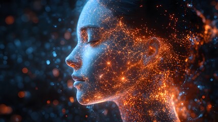 Neural AI connections in human body glowing futuristic medical restoration 8K realistic
