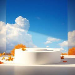 Indoor podium with solar lighting, spring theme
