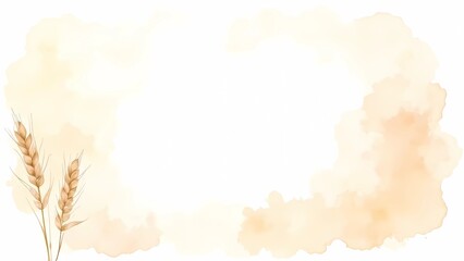 Mockup of a blank card with wheat on a white background. For postcards and invitations