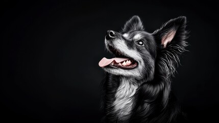 Obraz premium Happy Black and White Keeshond Dog Portrait Pet Photography