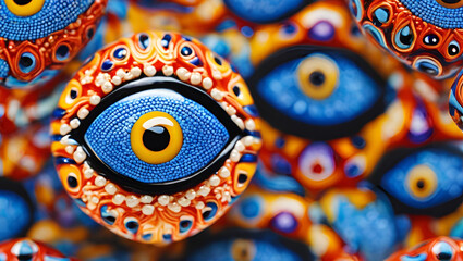 Blue evil eye bead in the shape of an eye