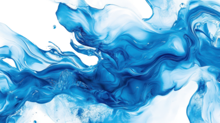 Abstract blue liquid swirl on white background, showcasing fluid motion and vibrant colors, perfect for artistic or design projects.
