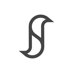the logo consists of the letter SJ. Abstract, outline and elegant.