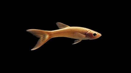 Swimming goldfish displaying graceful movements in black aquarium water environment
