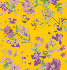 botanical floral vector seamless pattern with roses herbs and leaves big set background with flowers