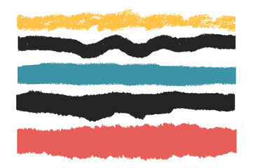 Grunge thick brush highlights set. Line torn shapes modern. Vector hand drawn underline textures collection illustration isolated on white background.