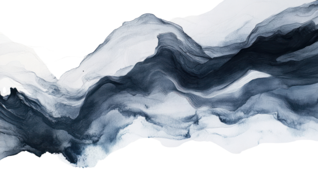 Abstract ink waves with a fluid motion in shades of blue and gray. Ideal for backgrounds, wallpapers, and creative designs.