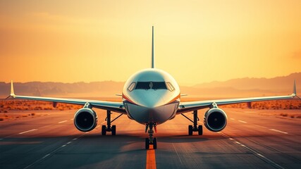 Desert Airplane Landing, Epic Aerial Shot, Stunning Landscape, High-Resolution, AI Art