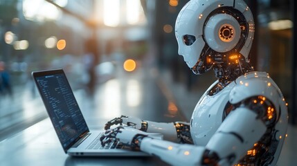 Fototapeta premium Automating email marketing campaigns using artificial intelligence in a modern workspace