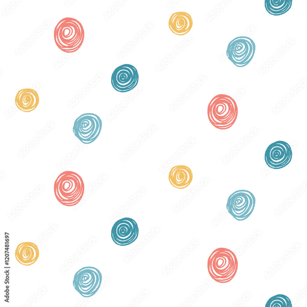 Poster polka dots seamless pattern marker drawn. circle confetti endless background. birthday round points 